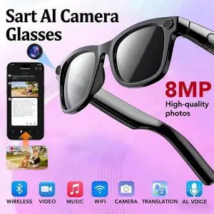 Smart AI Camera Glasses with 8MP Photochromic Lenses ,Button Touch Adjustment for Travel Outdoor Adventures Hands-Free Photography 160+Languages Real-Time Translation Bluetooth Wireless Wearable Video Recording UV Protection ,Valentine's Day gifts