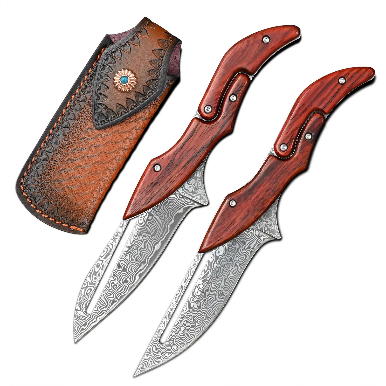 Damascus Pocket Knives Outdoor Camping EDC Folding Knife Fishing