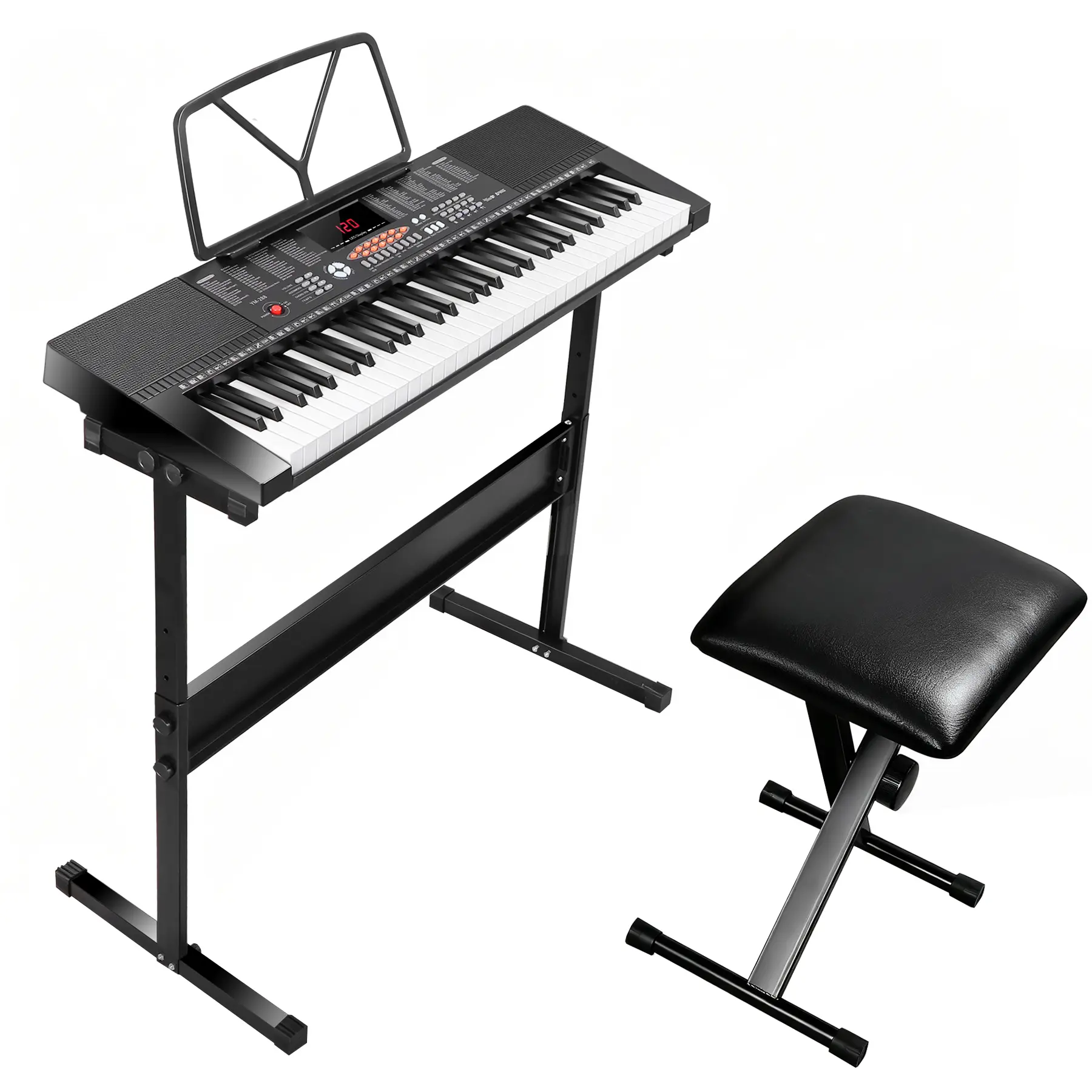 Segawe 61-Key Durable Electronic Piano Keyboard Kit Bundle - Beginner-Focused Portable Digital Piano with LED Display, Music Stand, Headphones, Microphone for Hobby Use