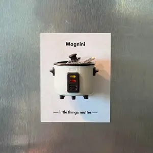 Mini Rice Cooker Magnet Cute Kitchen Appliance Refrigerator Magnets Plastic Home Decor Gift for Cooking & Baking Lovers Lightweight Durable Realistic Design Doll House