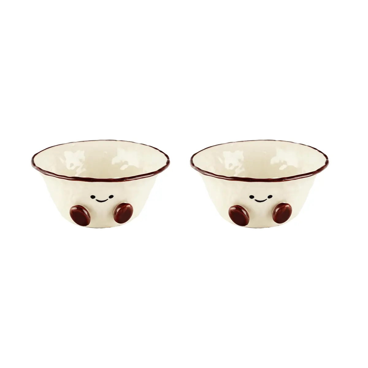 Kawashima Cocoa Bean Ceramic Rice Bowl Set - 5 Inch, 2-Piece Value Pack for Home Kitchen