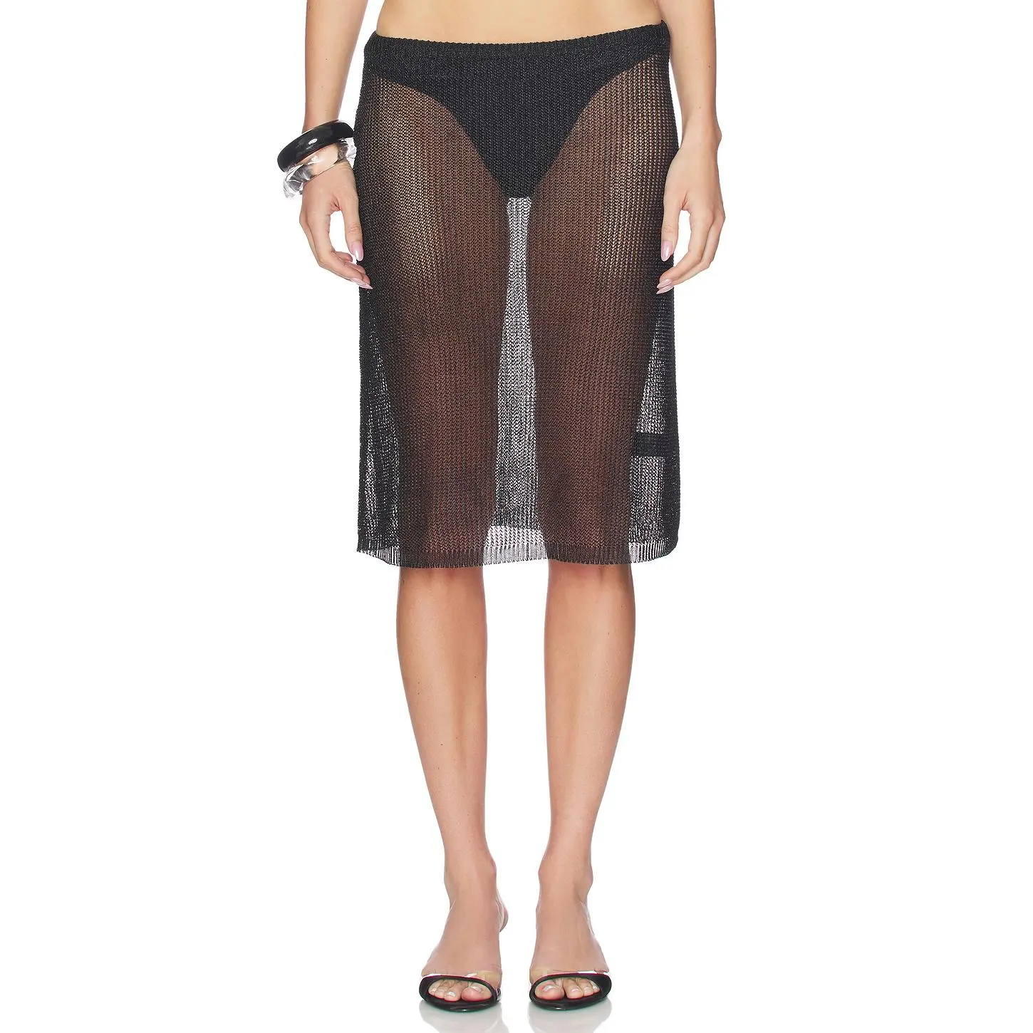 LIONESS Luminous Midi Skirt in Obsidian