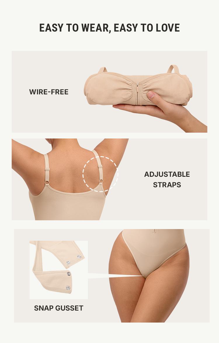 FeelinGirl #Live2 Seamless Covered Bust Jumpsuit Thong Bodysuit Peach heart collar Fit Womenswear Comfort Shapewear Breathable Comfortable Day Tummy Tuck Garment Shaper Clothes Smooth Zipper Spaghetti Strap