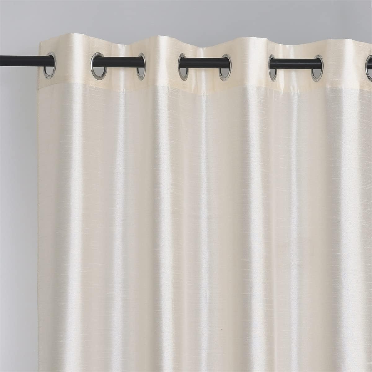 Semi Sheer Faux Silk Curtains, 2 Panels Set with Grommet Top for Light Filtering & Privacy luxury minimalist style drape Textured Room Darkening Curtain Blackout Linen Textured Curtains Semi-Sheer rubber print foil backing langsir bidai blackout sheer Rin