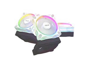 ASUS Prime MR120 ARGB fan white triple pack, 28mm extra-thick frame, quiet, high-performance cooling with PWM control, 20 ARGB LEDs with dual-sided frame lighting, Aura Sync compatibility