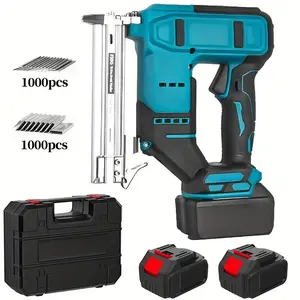 2-in-1 Industrial Cordless Nailer, Lithium Electric Nailer with 2*2000mAh Batteries and Charger, 2000 Nails, Battery Powered Staple/Nailgun Driven Nailer for Industrial Decoration and Carpentry, Thanksgiving Christmas Gift