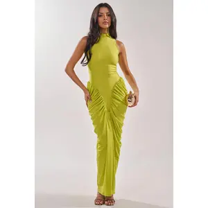 SECOND DATE BODYCON SHINE MAXI DRESS IN CHARTRUESE