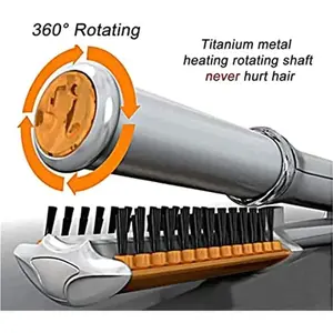 2In1CurlerStraighterRotatingIronForCurlingAndStraighting,ProfessionalBrushStylerIronsHairdressingToolWithAdjustable(Blush)(A1)FathersdaygiftSmoothHairStraightener