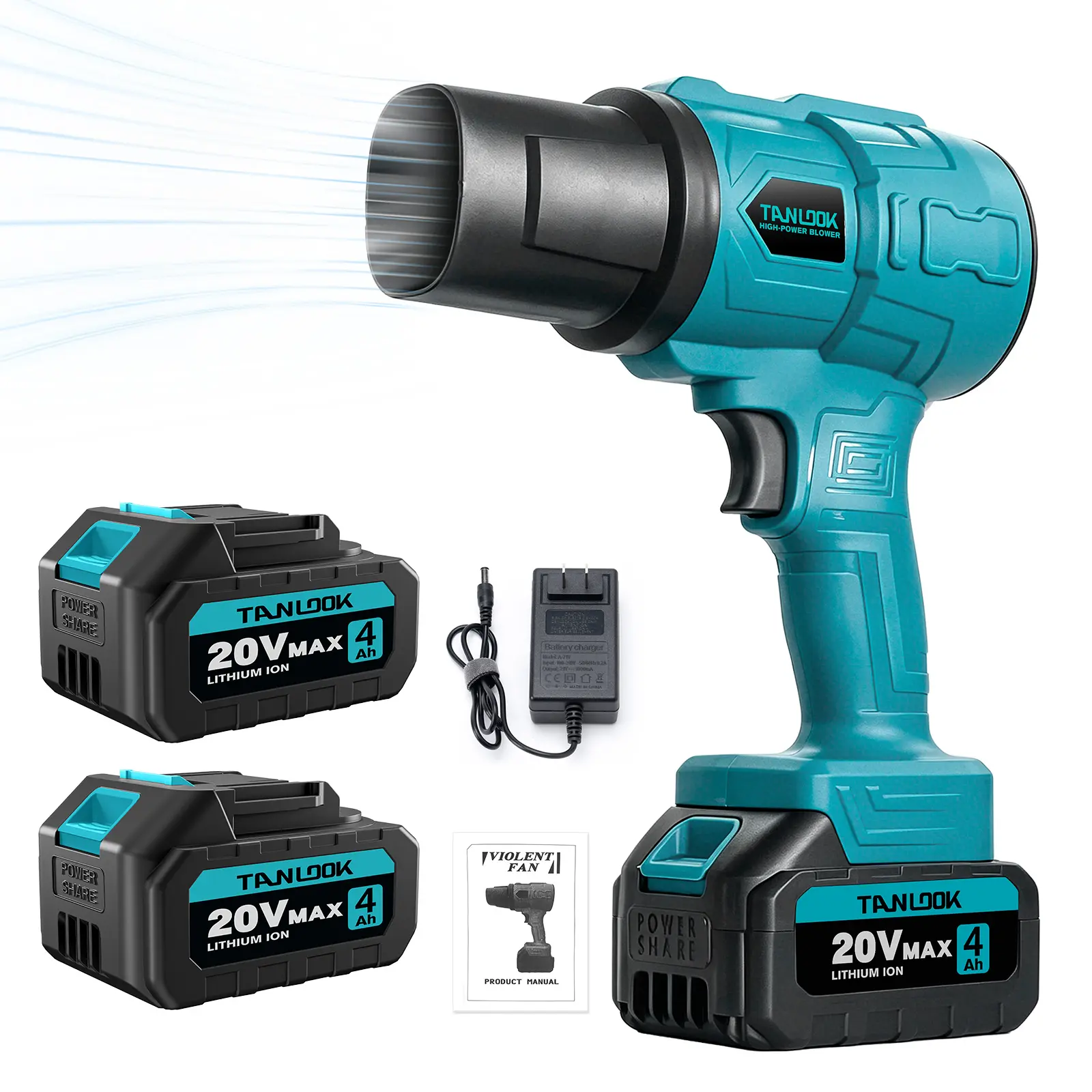 Tanlook Handheld Cordless High-Power Blower - Cordless Power Tool with Handheld Grip, Lithium Battery, Ideal for Outdoor Leaf Cleanup, Vehicle Surfaces Cleaning