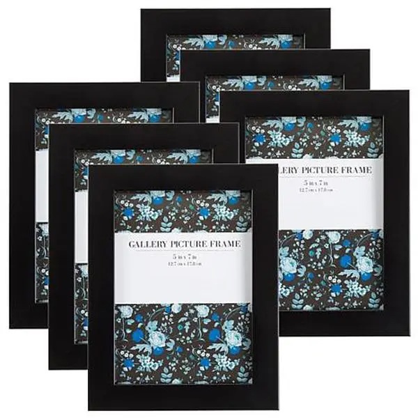 Hastings Home 5" x 7" Picture Frames 6-Pack - Black