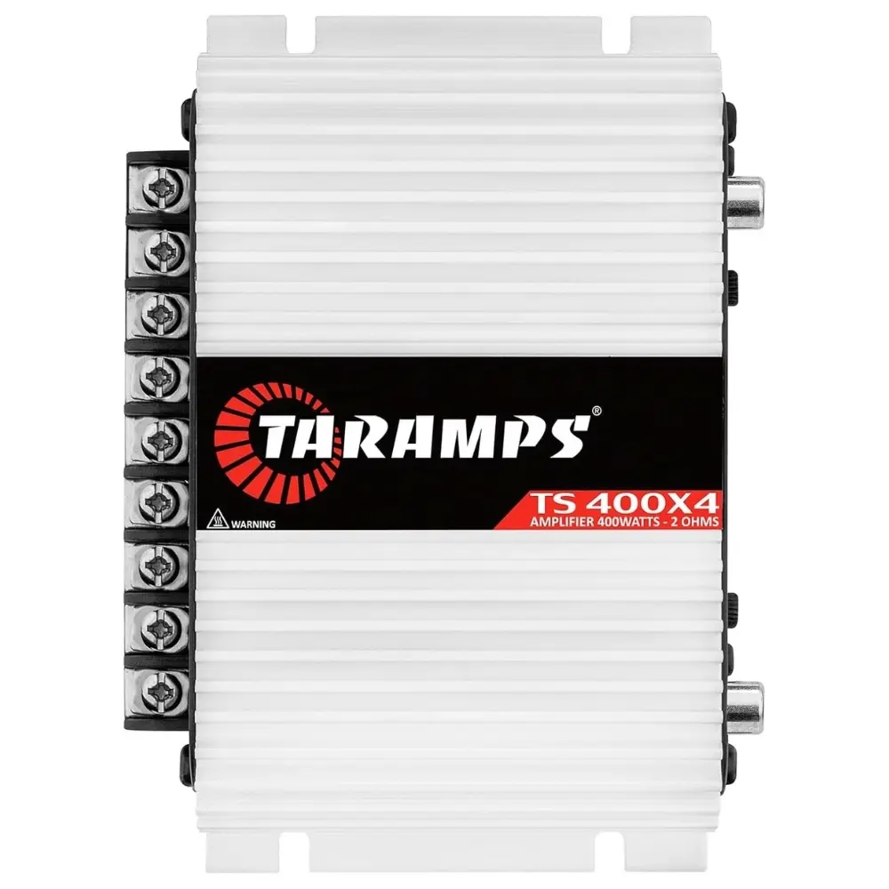 Taramps TS 400x4 400 watts RMS 4 Channels Full Range Car Audio Amplifier, 2 Bridged Channels, RCA Input Class D, Output Power, Multichannel Amplifier System, Small - TS400X4