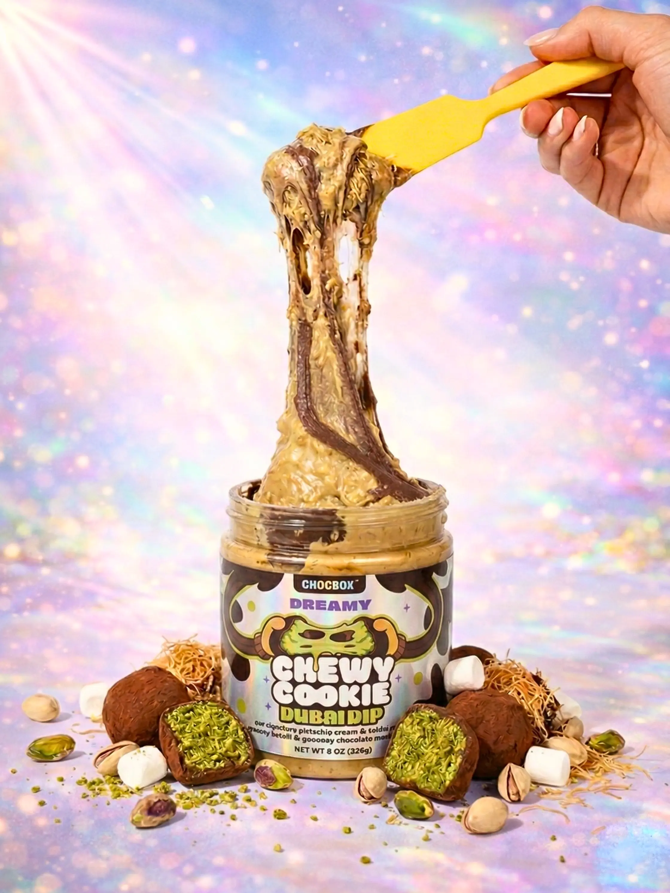 Chocbox Dubai Chewy Cookie Dip - Viral Korean Dessert-Inspired Food Snack, Gooey Chocolate Marshmallow Flavor, 8oz Treat for Dessert Lovers