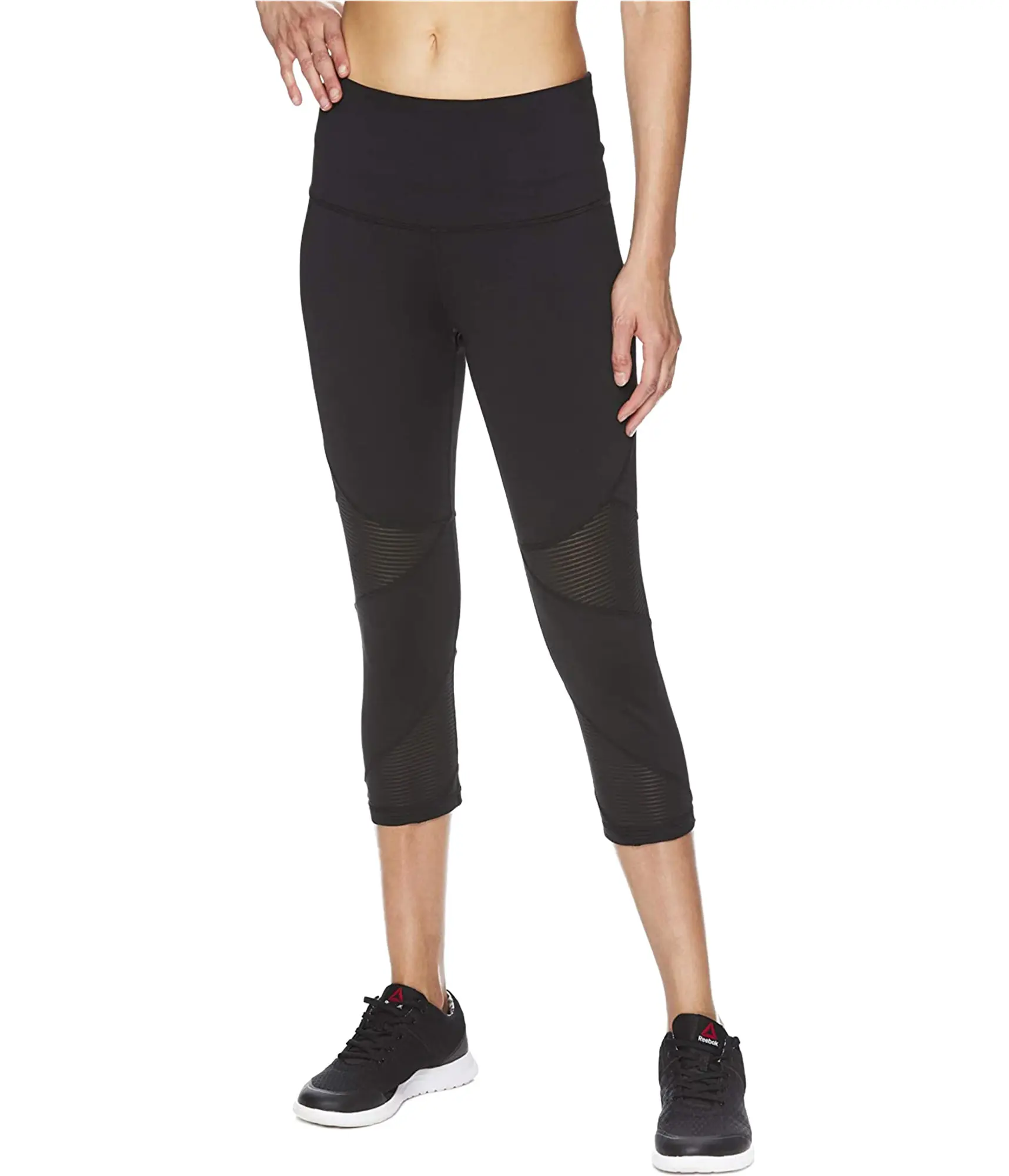 Reebok Womens Highrise Capri Compression Athletic Pants