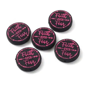 Faith Over Fear Pink Lettering Silicone Focal (1 pc) 1D