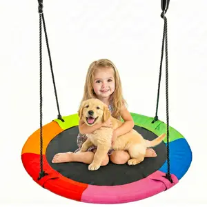 600lb Capacity 40" Saucer Swing with Galvanized Steel Frame & Textilene Fabric - 360° Rotation for Outdoor Fun