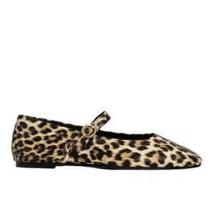 Shu Shop Womens Annabelle Leopard Mary Jane Flats Casual - Beige