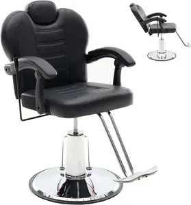 Salon Barber Chair Reclining Salon Chair for Hair Stylist with Heavy Duty Hydraulic Pump, 360° Swivel Styling Beauty Spa Tattoo Equipment for Home Barbershop, Black