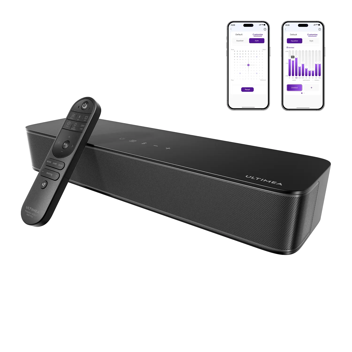 ULTIMEA Poseidon M20,2.1ch Surround Sound Bar for TV, Built-in Subwoofer, Peak Power 132W, App Control, 16 Inches Bluetooth 5.4 TV Speakers Soundbar, All-in-one PC Soundbar, Opt/AUX/Wall Mount, Audio for Sports Game Enthusiasts#SummerVibes