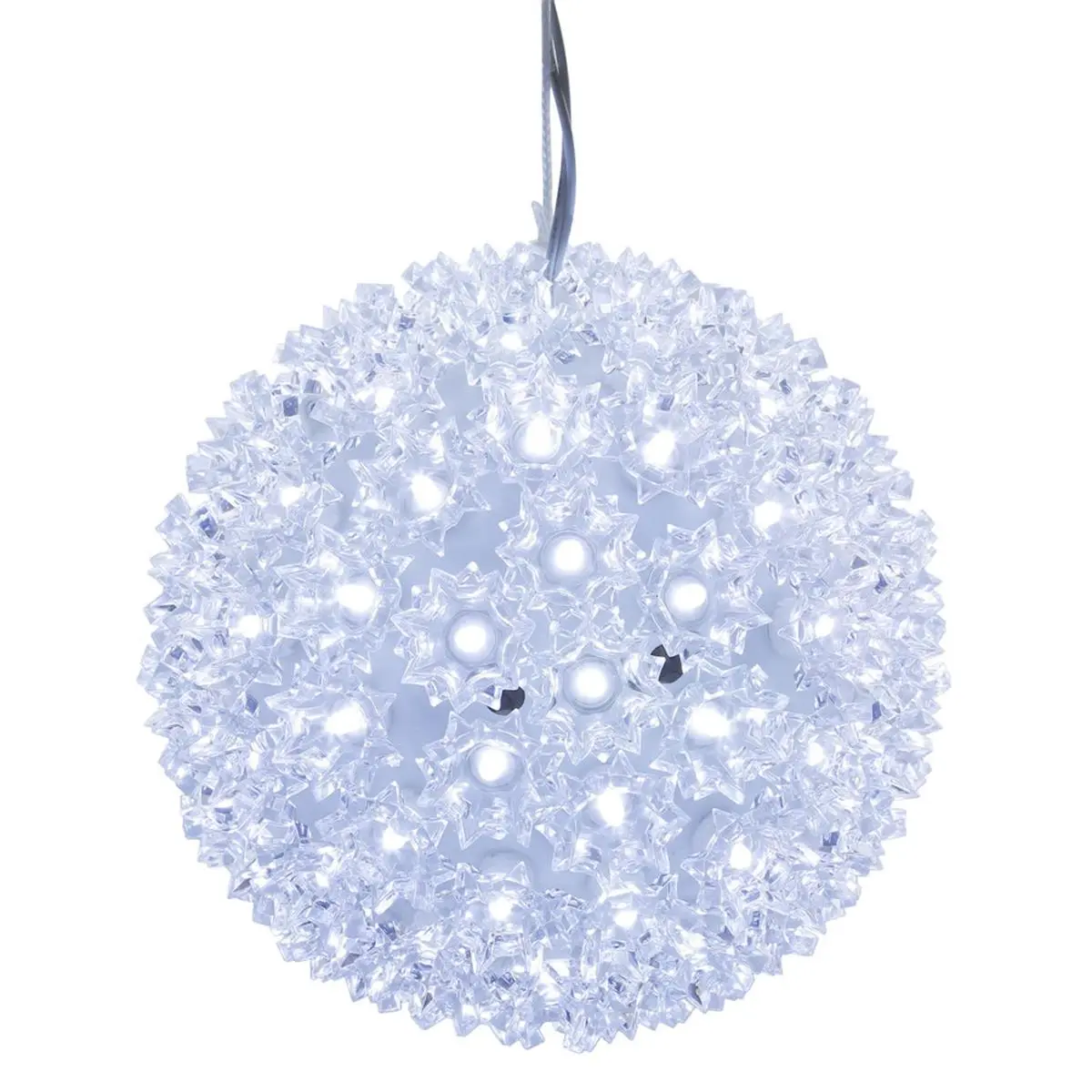 212 MAIN 7.5 in. Plastic Starlight Sphere Christmas Ornament, 100 Cool White Wide Angle LED Lights, Festive Home Decoration Set with Led Lighting & Decorative Lights, Holiday