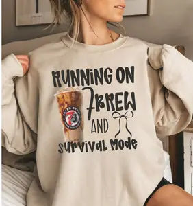 Running On 7 Brew And Survival Mode T-shirt, Coffee lovers, Funny, Girly, Gift For Her, Iced Coffee, Full Sizes, Full Colors