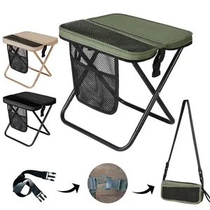 Large Outdoor Portable Fishing Chair, Ultra Light 1.5 lbs, 500 lbs Max Load with Shoulder Strap & Dual Side Velcro Pockets, Perfect Xmas Thanksgiving Gift
