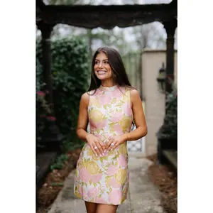 Floral Mock Neck Mini Dress