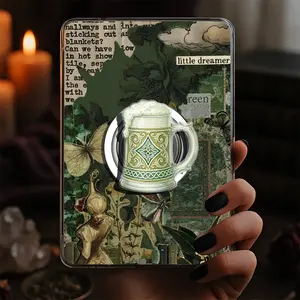 Lucky Drink Green Beer Kindle Grip Saint Patrick's Day Book Bookish Green Clover Magnetic Kindle Grip Book Lover Kindle Accessories Phone Holder PopSocket Phone Grip Magnetic Pop Socket Phone Grip