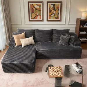 96 Inch Cloud Sectional Couch,Modern Modular Sectional Sofa with Deep Seat,Corduroy Boneless Couches with L-Shape Chaise for Living Room Bedroom,For Apartments,No Assembly Required