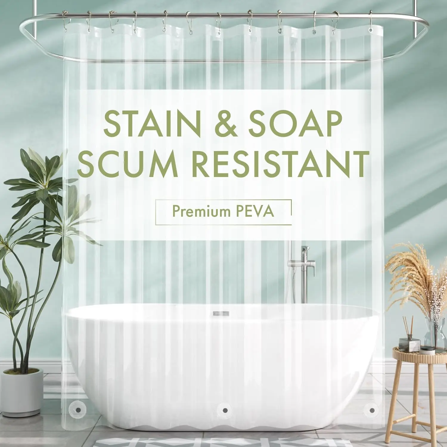 Extra Long Shower Curtain Liner, Clear, 84 Inches Long, 72x84 Plastic Curtain Liner, Cute PEVA Tall Shower Liner for Bathroom with 3 Magnets
