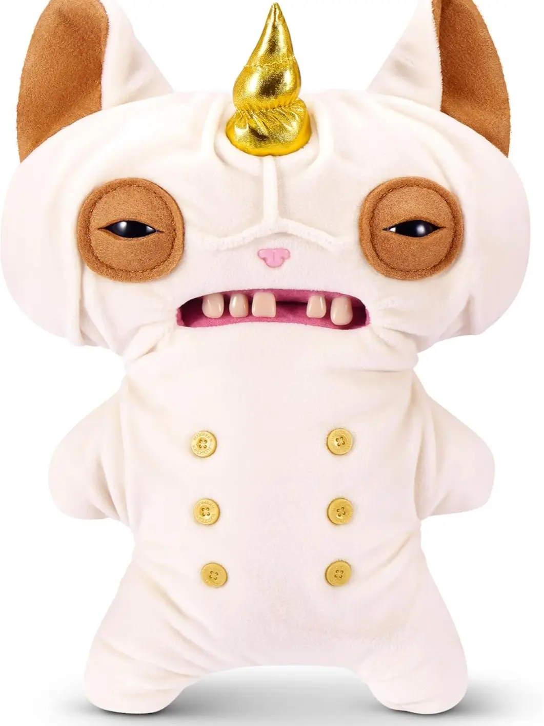 ZURU Fuggler Fugglercorns 9 in Plush Collectible Toy (Wrinkle Mcstinkles) – Funny Ugly Monster Unicorn Plush Toys with Glitter Details, Human-Like Teeth, Crooked Horns