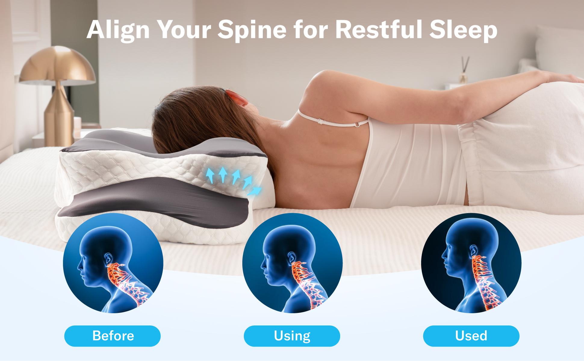 Alcedo Cervical Memory Foam Pillow for Neck and Shoulder Pain Relief, Adjustable Ergonomic Contour Orthopedic Pillow with Cervical Support for Side, Back and Stomach Sleepers