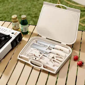 8Pcs Portable Knife Set with Cutting Board, kitchen knives, High quality sharp chef knife, All-in-One Kitchen Tool Kit, All-Inclusive Prep Set for Meat, Veggies, kitchen utensils, kitchen gadgets and accessorieskitchen knives, festival gift