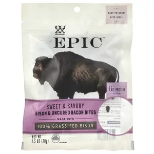 Epic Bar Bites, Bison & Uncured Bacon, Sweet & Savory, 2.5 oz (70 g)