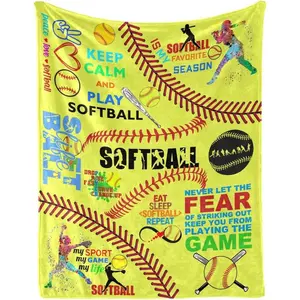 Softball Blanket Softball Gift for Men and Women Plush Softball Blanket for Sofa Bed Sofa Home Decor