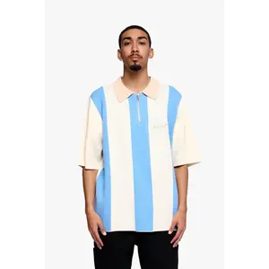Getaway Woven Collar Half Zip Shirt Blue