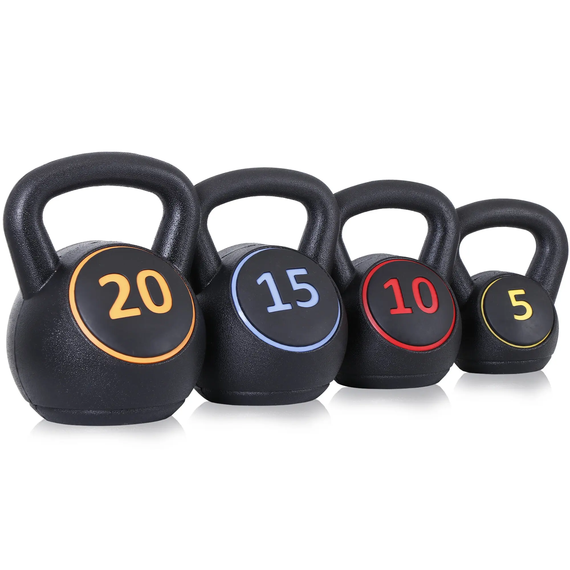 ZENY 4-Piece Kettlebell Set (5,10,15,20lb) - Anti-Slip Wide Loop Handle Hand Weights, Comfortable Hold, Home Fitness Gear for Full Body Workout, Resistance Training, Body Toning, Glute Workout Equipment, Calorie Burning, Arm Workout For Woman, Chest Day