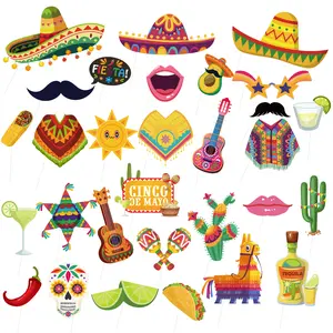 Mexican Photo Props for Cinco De Mayo Decorations, 30pcs Cinco De Mayo Diy Ki Tmexican Party Photo Booth Props for Mexican Fiesta Party Decorations Supplies