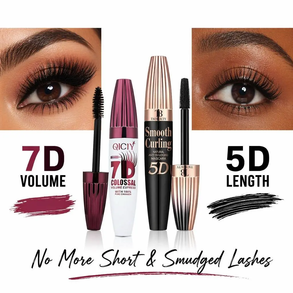 5D-7D Baddie Makeup Mascara Set for Adults, Waterproof Lengthening Mascara, Volumizing Anti-Gravity Lift Formula, Smudge-Resistant, Long-Lasting, True Black Pigment, False Lash Effect