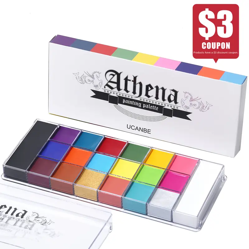 UCANBE Athena Face and Body Oil Paint Palette, Professional and Safe Non-Toxic Tattoo Halloween Special Effects Party Makeup Kit for Kids and Adults Products