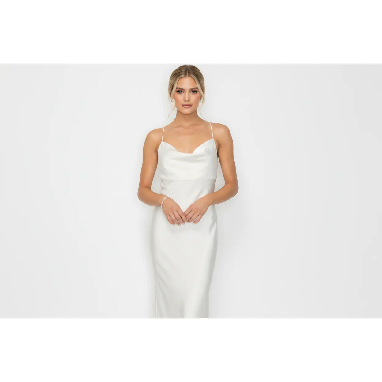 Women's Elegant Simple Wedding Dress - Chic, Clean Lines Style Formal Dress Gown for Brides