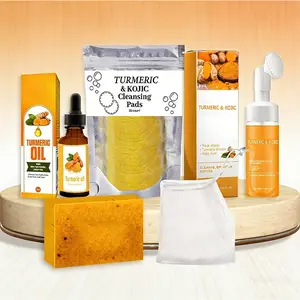 Turmeric Soap & Essential Oil Set,Including 1 Counts Turmeric Soap &1 Counts Essential Oil & 1 CountsSoap Saver, Daily Skin Care Set forMen & Women Facial care set
