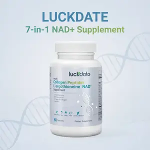 LUCKDATE NAD+ Supplement 7-in-1 Formula with Collagen L-ergothioneine & Vitamin C for Skin Aging Support, Energy, and Focus, Boost NAD+ - 60 Capsules