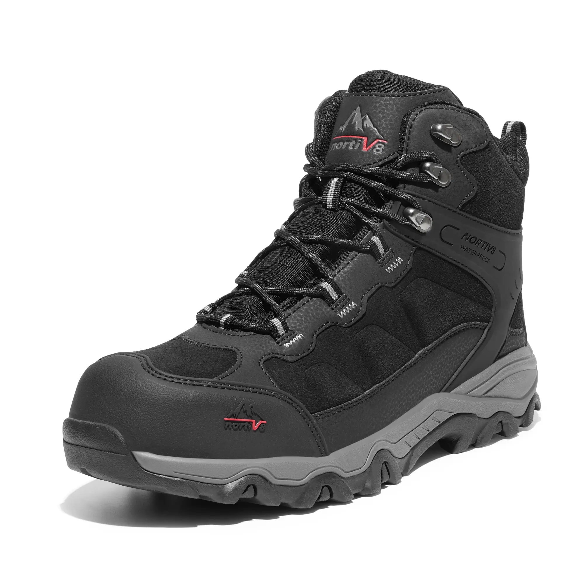 NORTIV 8 Men's Steel Toe Work Boots, Waterproof Suede Protective Footwear with a Round Toe, Steady All-Weather Grip, and MD Cushion, Water Resistant, Waterproof Work Boot, Heavy Duty, Steel Toe Waterproof Work & Safety Footwear