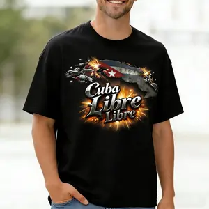 Viva Cuba Libre Shirt - White T-Shirt with Cuban Flag Design for Men and Women