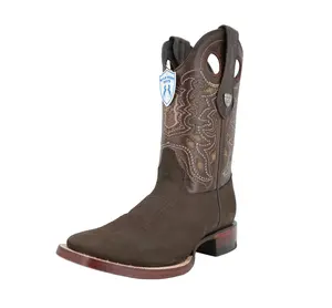 Wild West Men’s Nobuck Dark Tobacco Wide Square Toe Boot