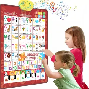 Bilingual Talking Wall Chart for Kids – English & Spanish Learning Poster with Songs, ABCs, Numbers, Animal words & Piano – Interactive Educational Materials for Toddlers 1-6 – No Screen, Battery Powered Alphabet Preschool Classroom Use Gift for Kids