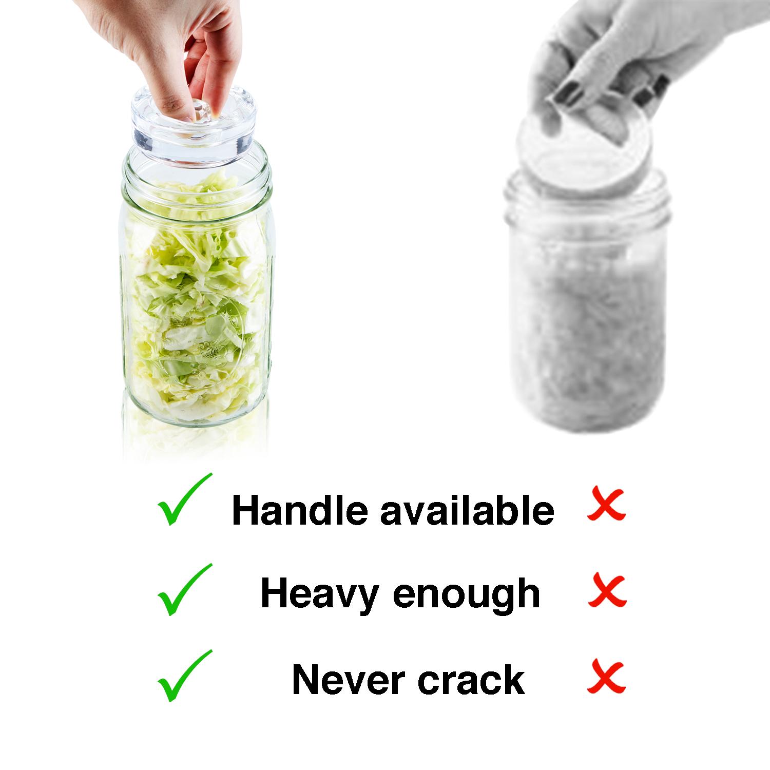 Soligt 4-Pack Glass Fermentation Weights with Easy Grip Handle, Fermenting weights for Wide Mouth Mason Jars, Fermentation Glass Weight, Containers Kitchen, Canister Utensils, Kitchen Utensils