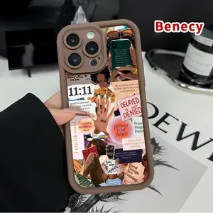 for iPhone 13 Phone Case for iPhone 15 16 14 Pro Max 13 12 11 XR XS Plus E  Empowering Mosaic Pattern Shockproof Silicone TPU Bumper Drop Protection Cover Smartphone Casing