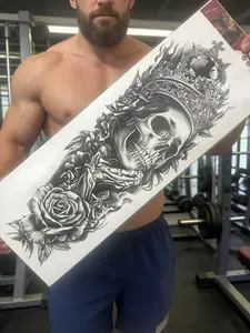 Large-sized full arm temporary tattoo stickers, suitable for both men and women, realistic arm, chest, and shoulder tattoo designs, waterproof.