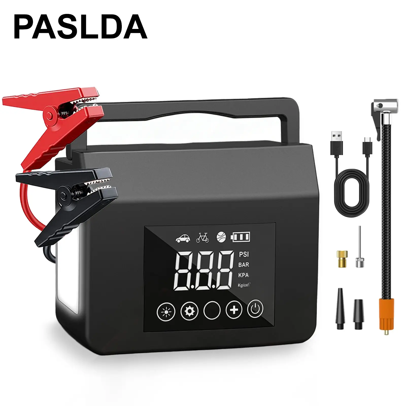 【PASLDA】4000A Portable Car Jump Starter with 150PSI Air Compressor & Digital Tire Inflator, Type-C Quick Charge Power Bank - Men's Car Accessory, Auto Accessory, Portable Charger, Gifts for Him, Men's Stuff,car accessories